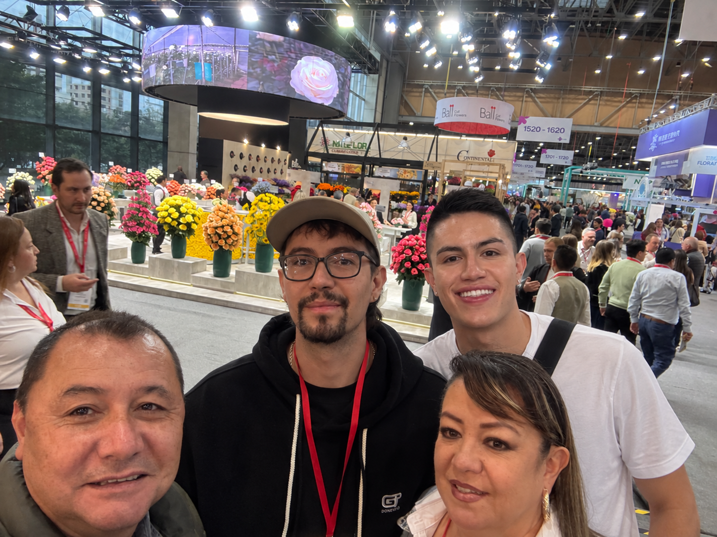 The Lima Flowers family together at a flower exhibition